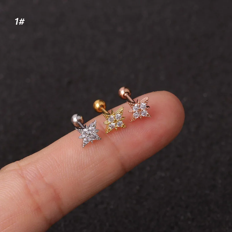 Серьги-гвоздики для пирсинга ушей ювелирное украшение прокола козелка и завитка