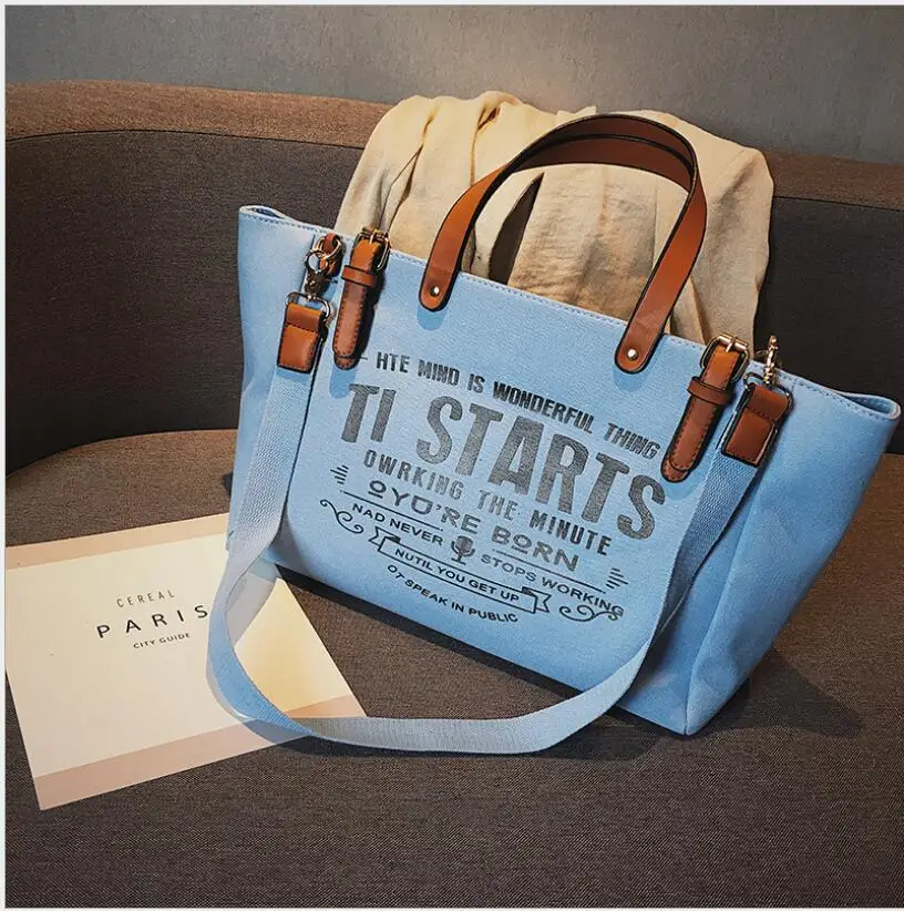 

Large Capacity Bag Women 2020 New European And American Fashion Canvas Messenger Bag Canvas Letter Portable Handbags.