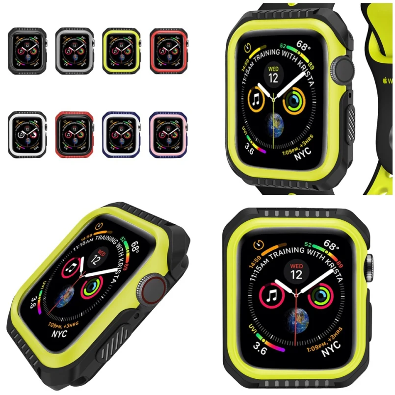 Жесткий защитный чехол из силикона и поликарбоната для Apple Watch 5, 4, 40 мм, 44 мм, защитный чехол-бампер для iWatch Band Series 3, 2, 1, 38 мм, 42 мм