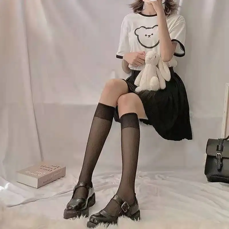 

Knee High Cosplay Costumes Accessories Nylon Lace bow Socks Maid Lolita Socks Cute Kwaii Girl Long Socks Lady White Knee Socks