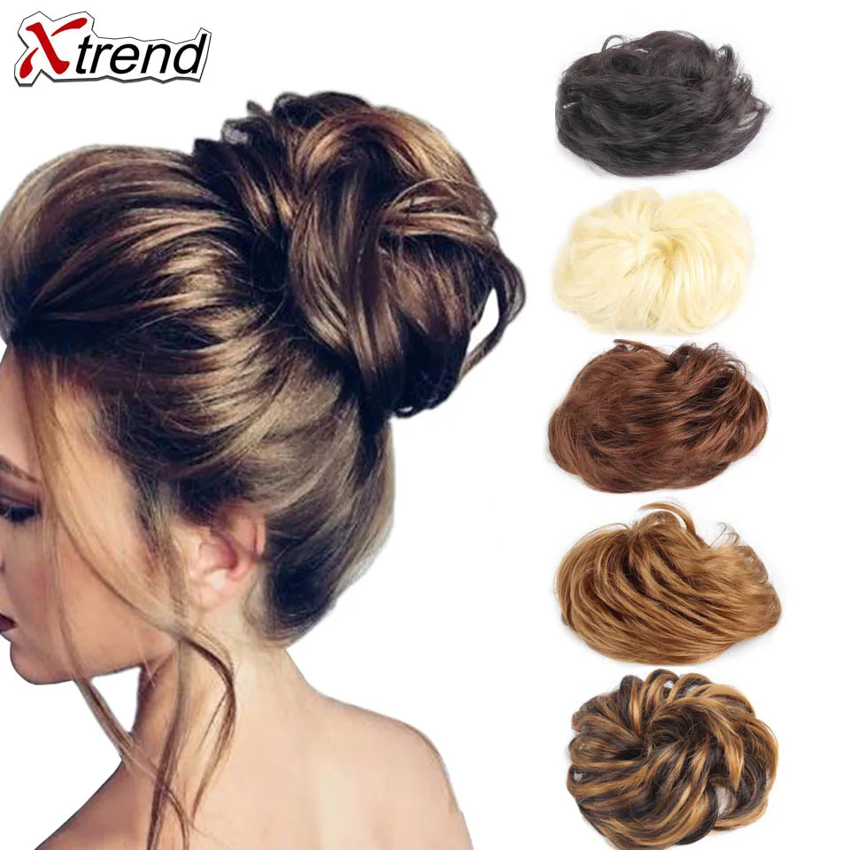 Xtrend синтетические грязные шиньон кудрявые волосы булочка конские хвосты резинки с резинкой заколки для волос в шиньоне для наращивания высокого качества