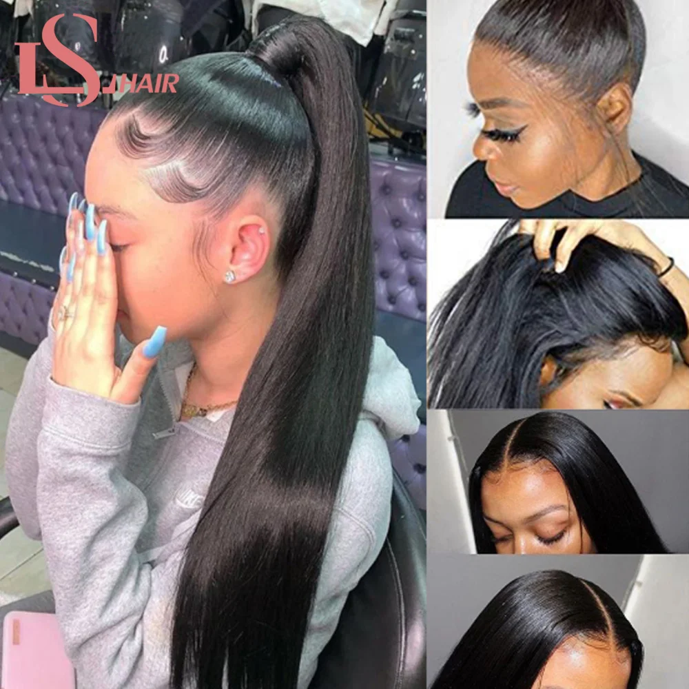 Прямые парики из человеческих волос на фронте с кружевом предварительно