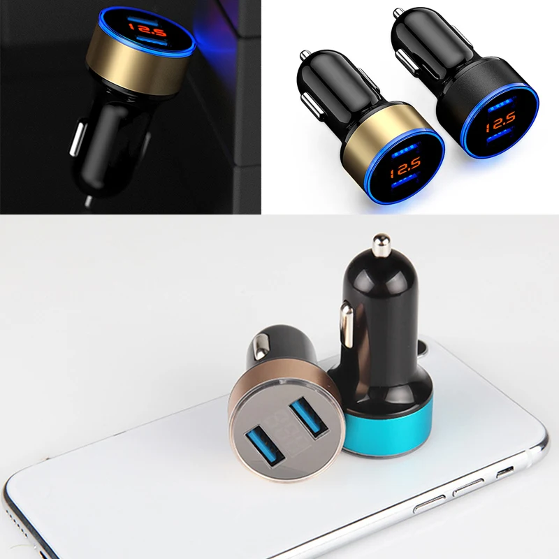 

3.1A USB Car Charger 2 Ports Fast Charging For Auto 12-24V Cigarette Socket Lighter Adapter With LCD Display Car Styling