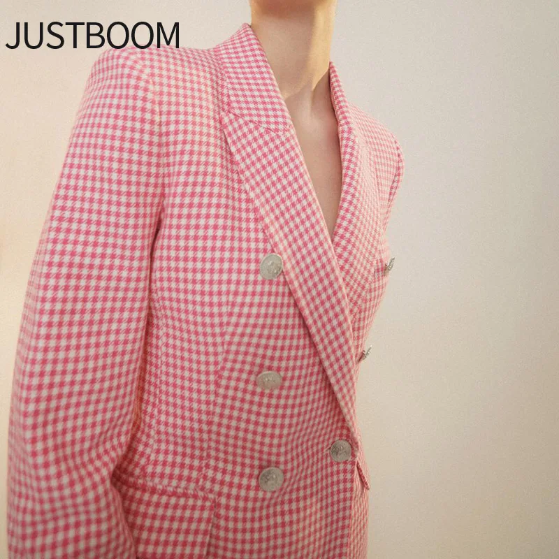 

Woman 2021 Blazer Pink Plaid Double Breasted Outfit Casual Fall Blazer Coat Petite Blazer Blazer Jacket Blazer Dress Oversized