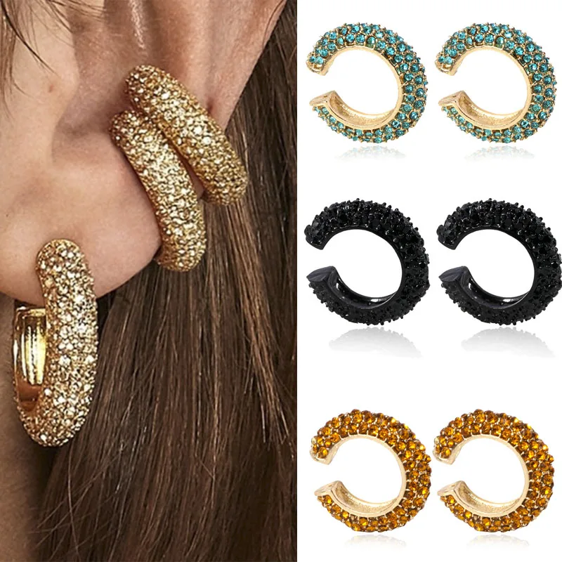 

1 Pair Women Girl's Mirco Paved Bling Iced Out Rhinestone Crystal Little Circle Huggies Piercing Geometric Circle Hoop Earrings