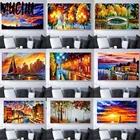 Пейзаж масляная живопись для влюбленных ночная сцена после дождя Абстрактная Картина на холсте гостиная коридор офис украшение для дома картина