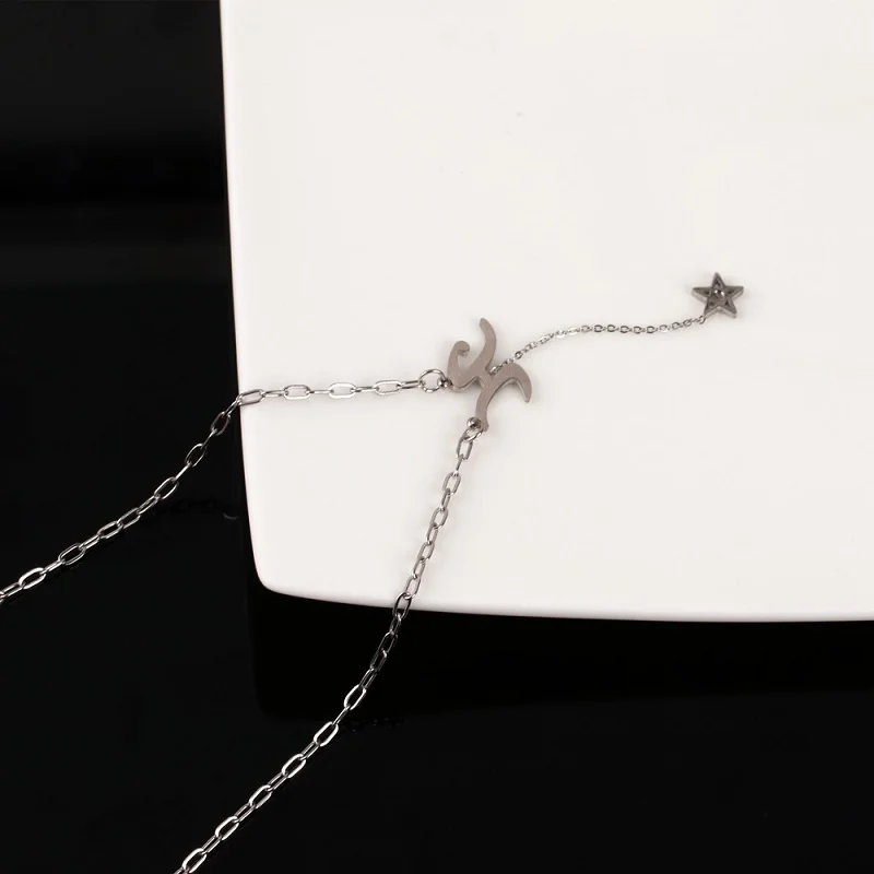 

TOSAKO Women's Stainless Steel Sweater Chain Star Necklace Pendant Titanium Steel Hip Hop Geometric Trend Jewelry