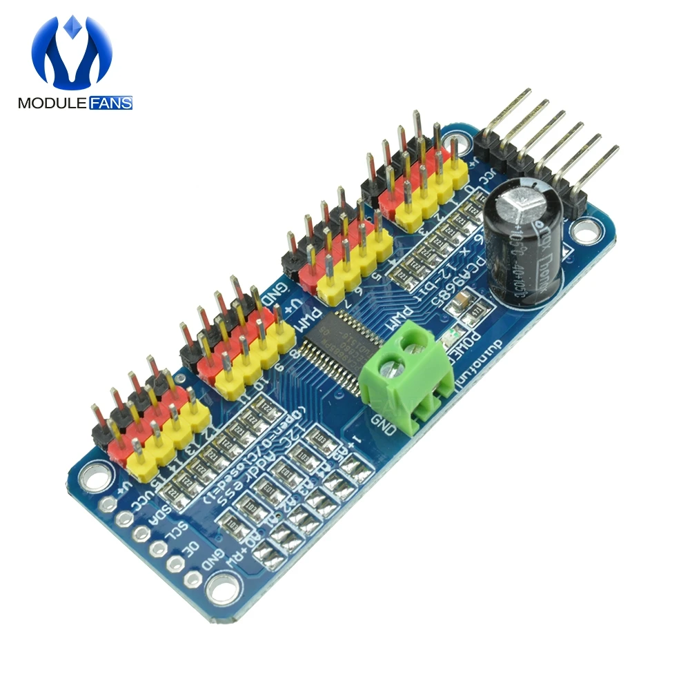 16 канальный 12 битный PWM сервопривод PCA9685 модуль 16CH I2C IIC интерфейсный щит для Arduino