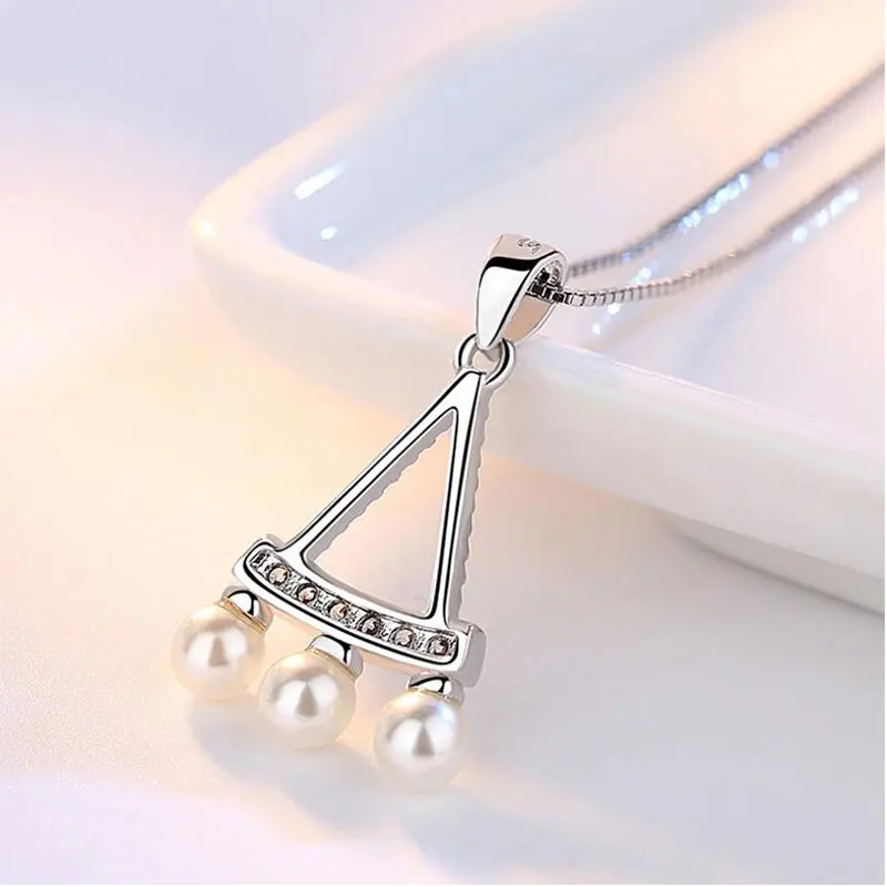 925 стерлингового серебра изящный полые веерообразные жемчужная подвеска с