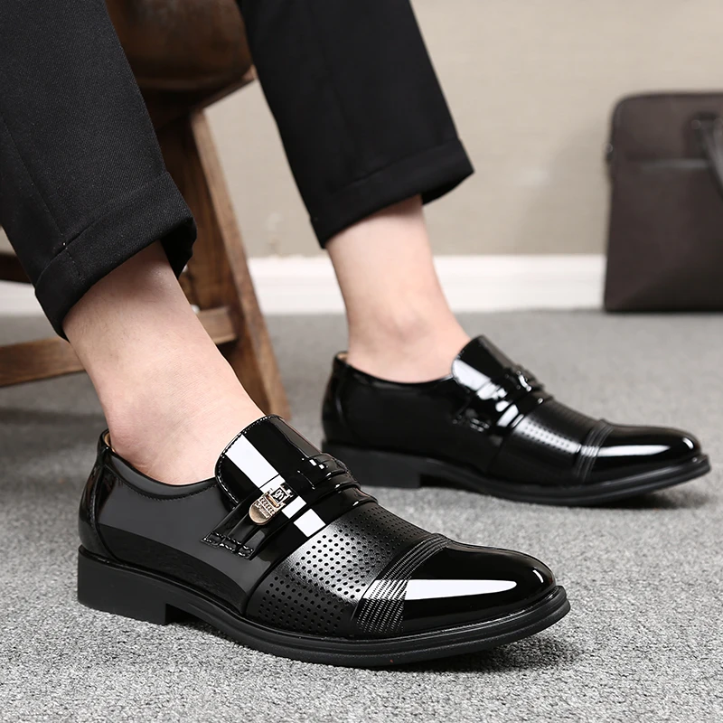 

2019 Summer Men Patent Leather Dress Shoes Men's Business Shoes Italian Style Fashion Men Shoes Male Footwear 38-47