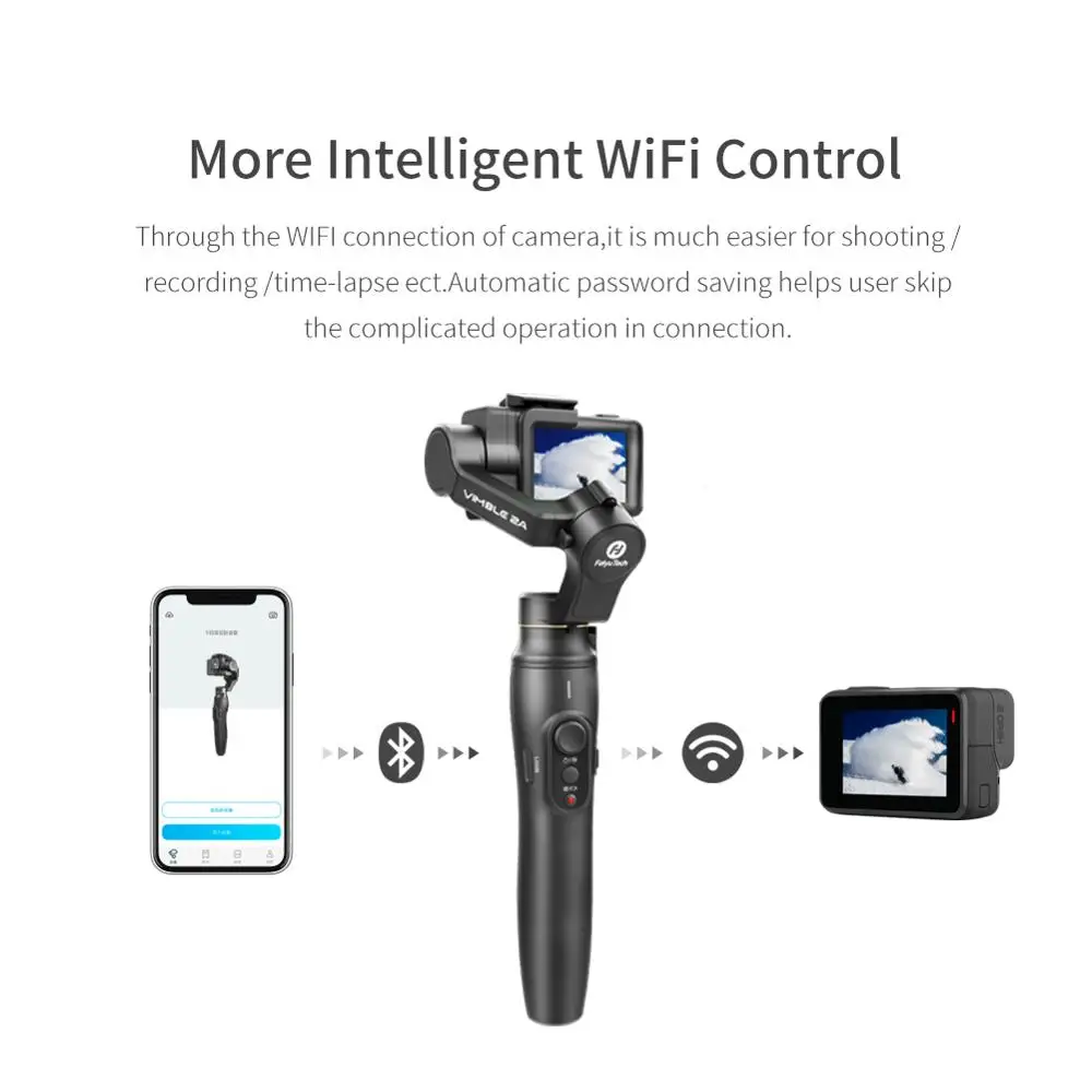 

FeiyuTech Vimble 2A Action Camera Handheld Gimbal for Gopro Hero 5 6 7 Stabilizer 18cm Extension Pole Video Gimbal Vimble 2 A