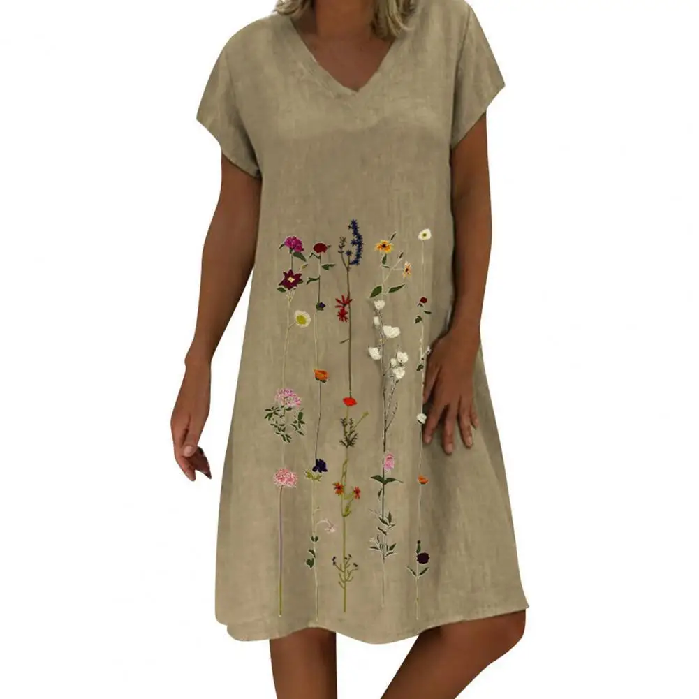 

Summer Dress Short Sleeve Skin-friendly Female Ladies V Neck Simple Dress for Shopping Summer Dress Short Sleeve Dress 2021 Hot