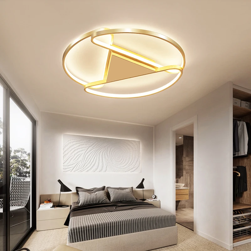 Современная Потолочная люстра с золотым напылением светодиодный круглый