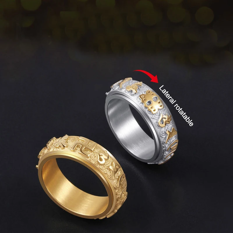 Вращающийся мантровые кольца Для мужчин Спиннер Нержавеющая сталь для женщин