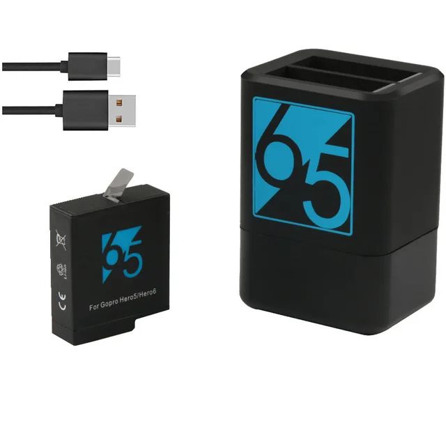 1 Charger 1 Battery LANBEIKA 2 шт 1220 мАч аккумуляторная батарея+ Hero5 Hero6 двойное зарядное устройство для GoPro Hero 7 6 5 черный аксессуары для камеры - Цвет: 1 Charger 1 Battery