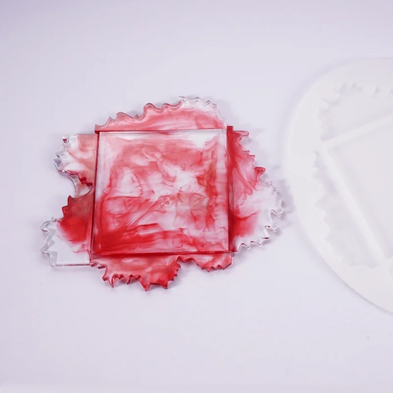 Irregularity Table Coaster Rectangle Wave Splicing Resin Epoxy Silicone Molds |