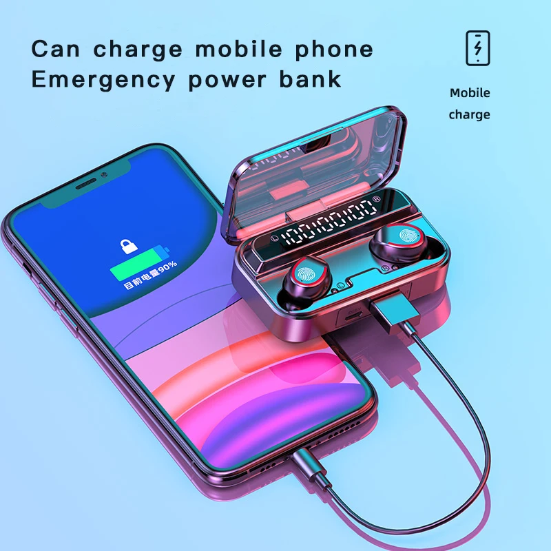 

Bluetooth Earphone Wireless Earbuds LED Display 5.0 TWS Headsets Dual Earbuds Bass Sound for Huawei Xiaomi Iphone Samsung Phone