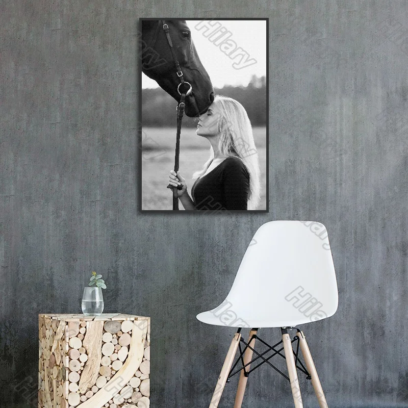 

Poster Beauty and Horse Ferry Words Canvas Painting Wall Art Home Decoration for Living Room and Bedroom Frameless Style