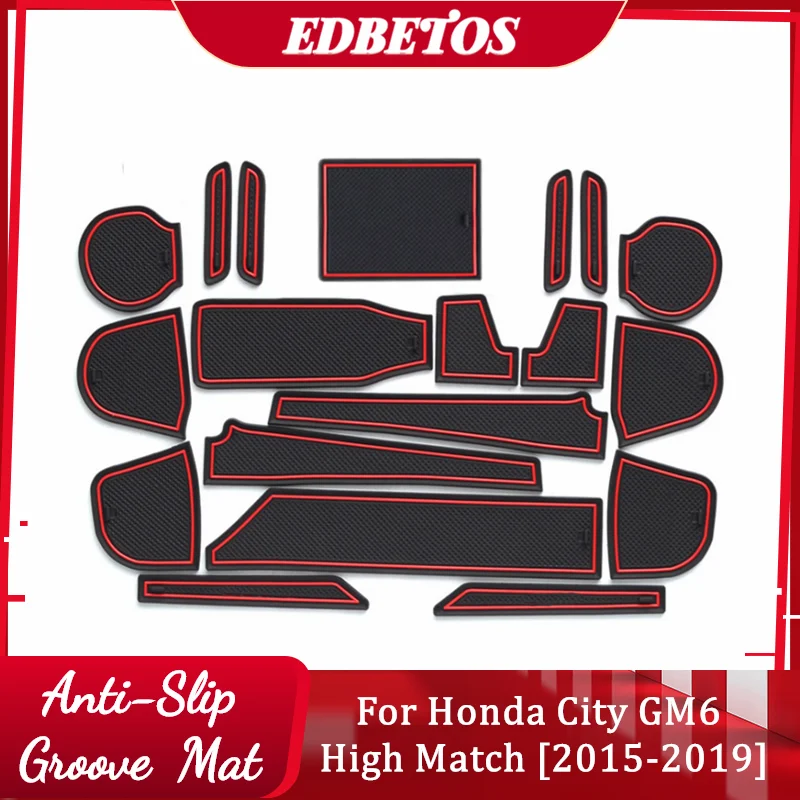 

For Honda City High Match Mats Custom Fit Cup Holder, Door, and Center Console Liner Accessories Dor 2015 2016 2017 2018 2019