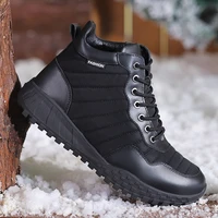 big size 38 46 snow boots men shoes non slip soft comfortable rubber sole cold resistant leather stitching upper sneakers