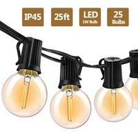 g40 led string lights 25ft 25pcs vintage led bulb 1w 2700k ip45 waterproof indoor outdoor light string for backyard patio lights