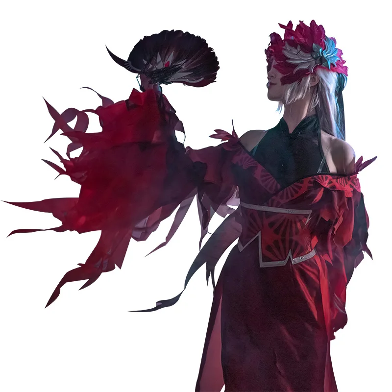 

Anime! Identity V Michiko Prajna JingYueHeYing Monitor Dancing Girl Red Elegant Dress Sexy Uniform Cosplay Costume Free Shipping