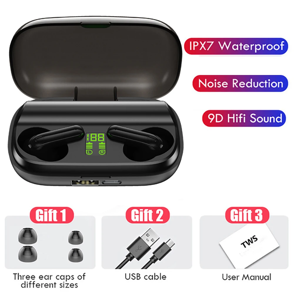 

Earphone Wireless Headphones TWS Headset Earbuds Gaming helmets cordless Bluetooth earpiece Handfree For PC Sport Music With Mic