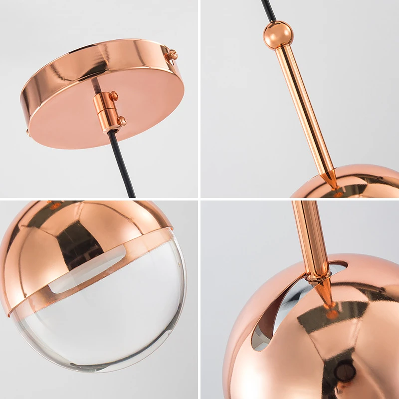 Nordic розовое золото хрустальный шар подвесной светильник Личность Дизайн Лофт