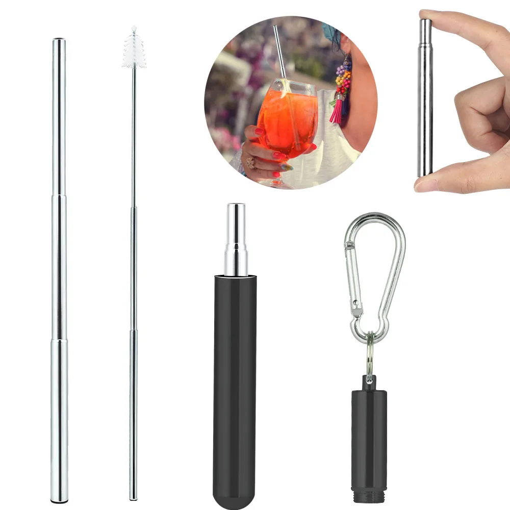 Многоразовая Выдвижная соломинка из нержавеющей стали металлическая