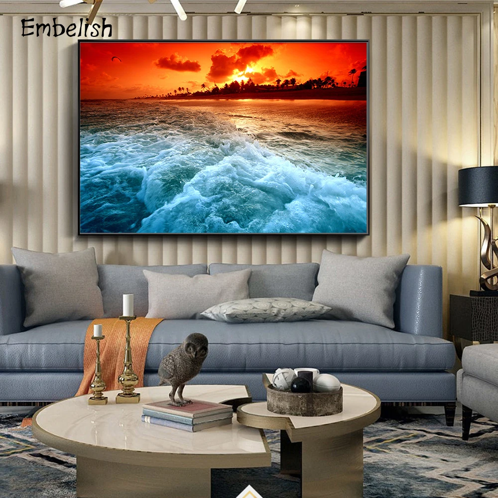 

1 Pieces Sunset Seawave Landscape HD Canvas Paintings For Home Decor Living Room Wall Posters Bedrioom Large Pictures