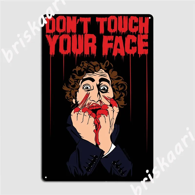 

2 металлические настенные ретро-постеры с надписью «Don't Touch Your Face»