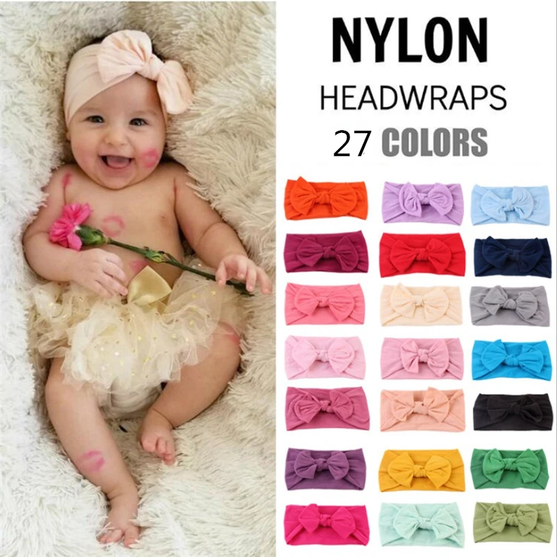 0-2Y Newborn Toddler Baby Girls Head Wrap ins Rabbit Big Bow Knot Turban Headband Hair Accessories Gifts 27 Colors For Girl | Детская
