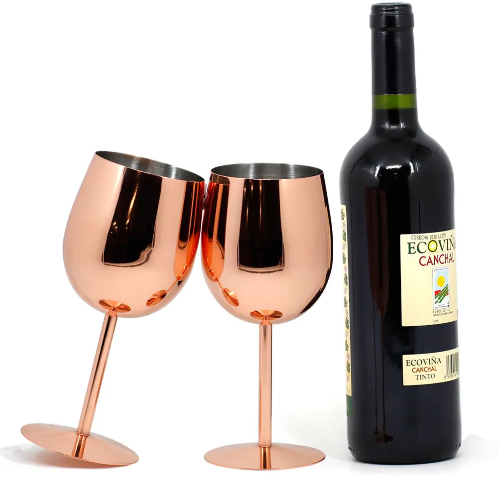 

3PCS Rose Gold Stainless Steel 350ml / 550ml Wine Glass Drinking Cup Champagne Goblet Barware Kitchen Tools Party W