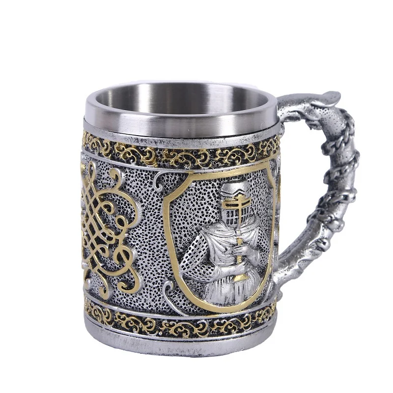 3D кружка для пива Armor Warrior из нержавеющей стали и смолы игровой Кубок кофейная