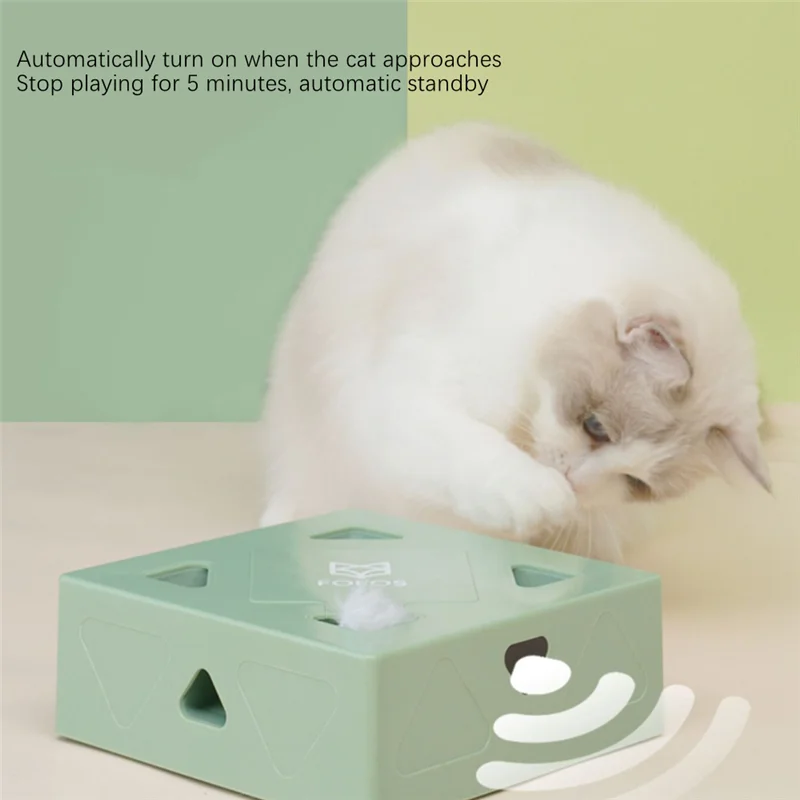 

Automatic Electric Cat Toy Sqaure Magic Box Interactive Smart Teasing Stick Toy AI bionic Intelligent Induction USB Feather Toys