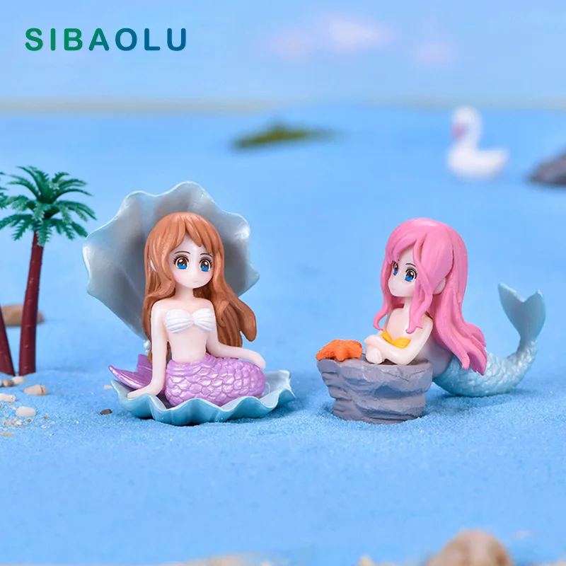 

New Fish Girl Mermaid Princess Figurine Model Diy Bonsai Home Decor Miniature Fairy Garden Decoration Accessories Modern Statue