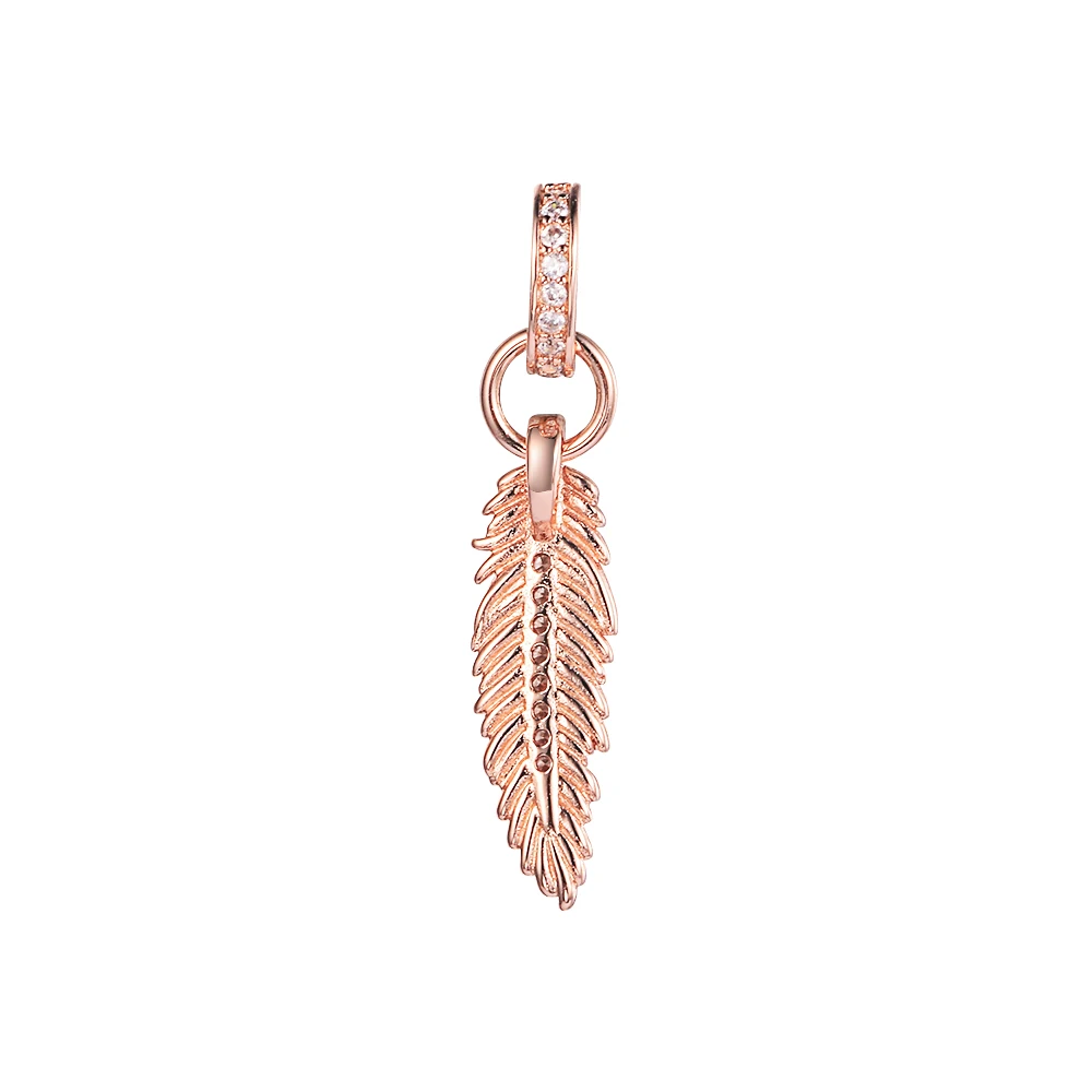 

Beaded Chain Sparkling Feather Dangle Charm Fashion Female Jewelry Fits Original Bracelets Argent 925 Sterling Silver