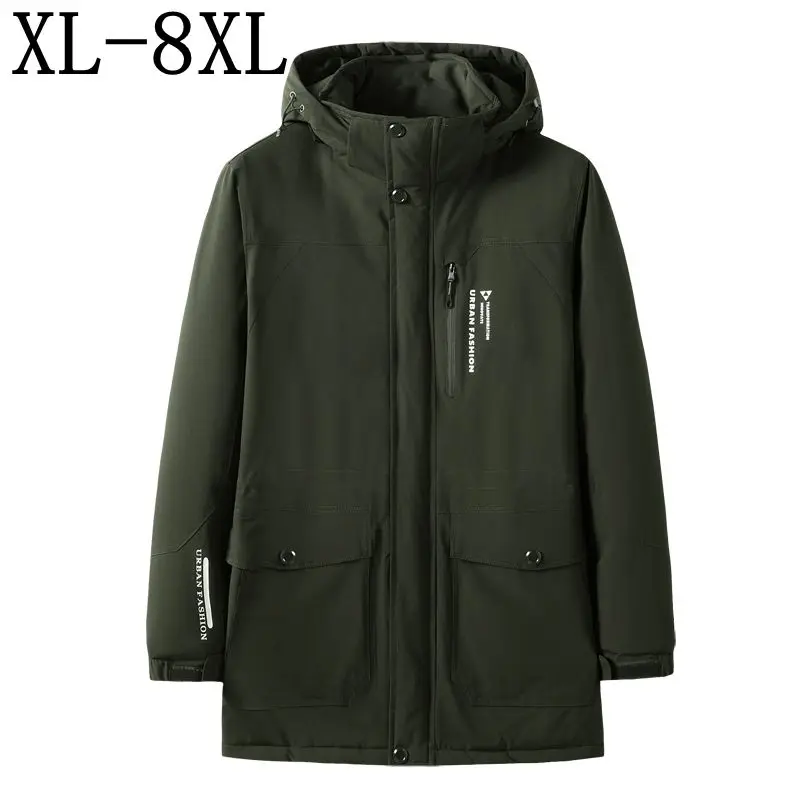Размер 8XL 7XL 6XL Новая Мужская парка Длинная зимняя куртка с капюшоном мужская Толстая Теплая мужская зимняя куртка с хлопковой подкладкой мужские толстые куртки