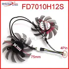 Видеовентилятор FD7010H12S 75 мм, 12 в пост. Тока, 0,35 А, 2 шт.лот, для Sapphire Dual-X HD7850, 1G, 2G, вентилятор для видеокарты, 4-контактный вентилятор охлаждения, бесплатная доставка