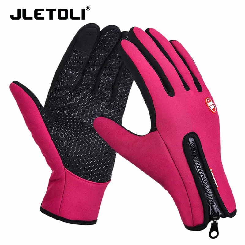 JLETOLI тепловые зимние велосипедные перчатки, гоночные перчатки Mototcycle, перчатки s m tb, перчатки на весь палец, велосипедные Гелевые перчатки s m en, женские s m l xl - Цвет: Red