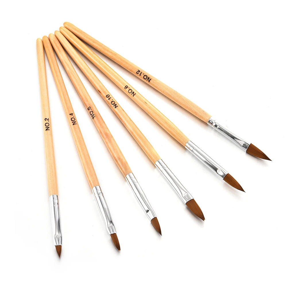 

Wooden Pole Nail Art Manicure Brush Painting Drawing Pen 6 Packs Carving Pen Beauty Brush Painted Flower Makeup Brush Tools