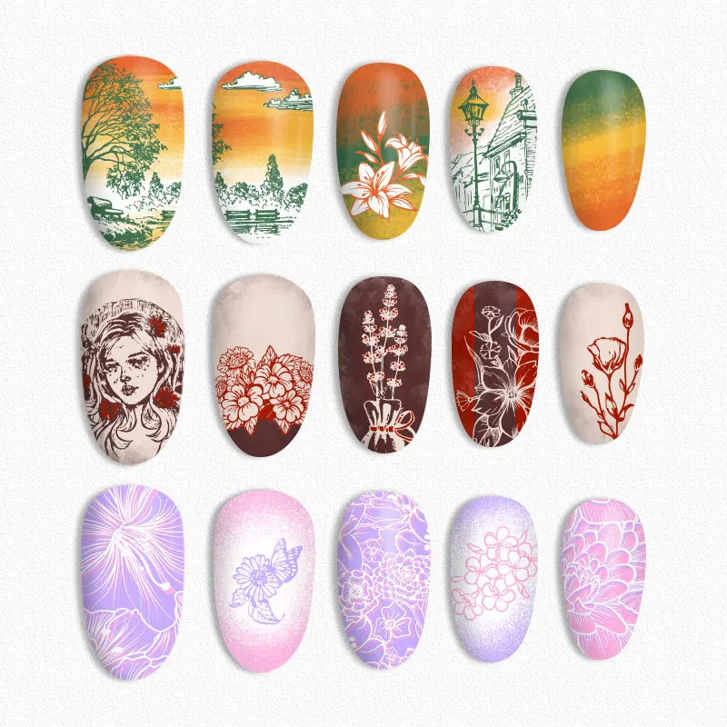 BORN PRETTY Flower Серия ногтей штамповки пластины чистый мир Бабочка Дизайн Шаблон изображения дизайн ногтей штамп Шаблон трафарет инструмент