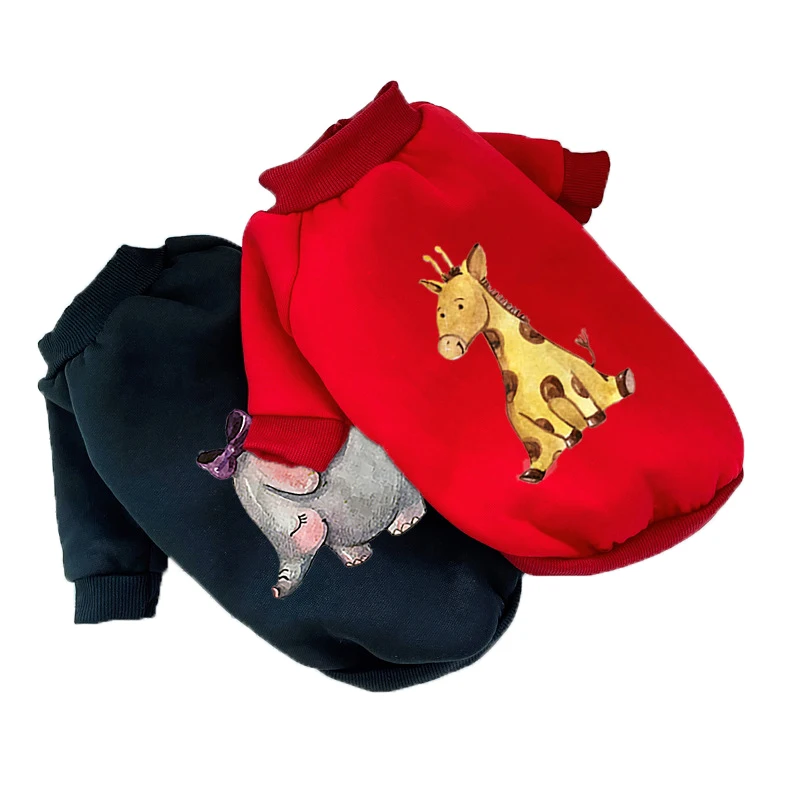 Рождественская Одежда для собак зимняя теплая толстовка маленьких с принтом