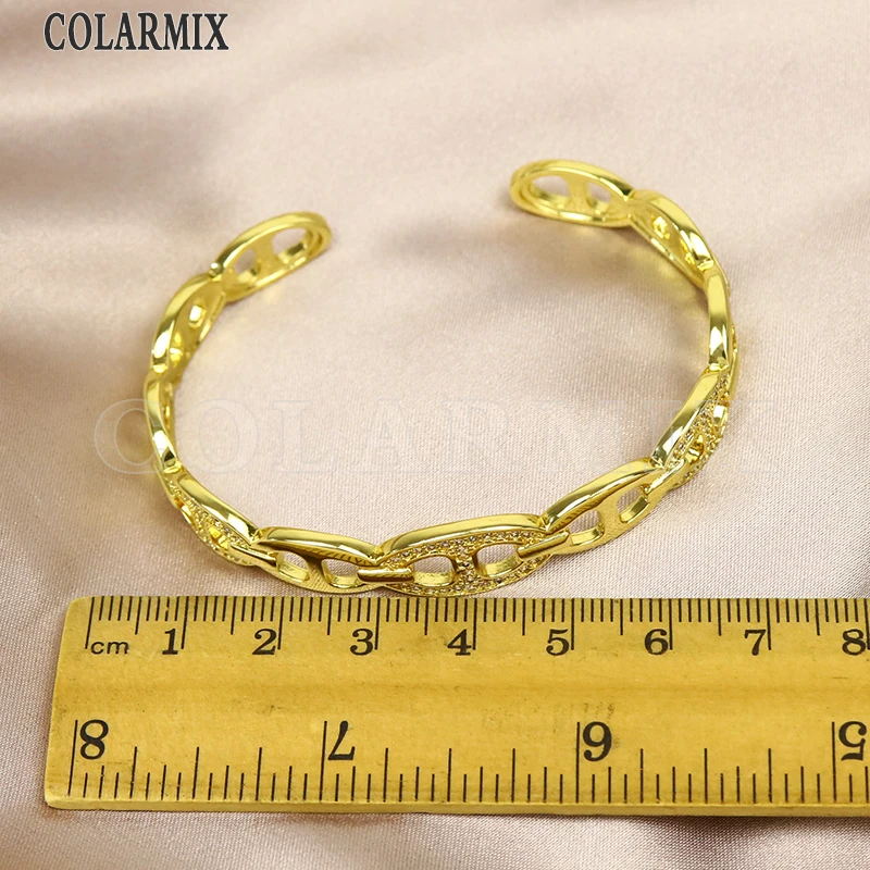 

4Pcs Pig nose style Gold color Bangle open metal Bracelet Hollow bangle Women jewelry Women bangle 8444