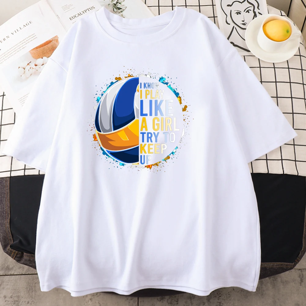 

Футболка женская с принтом волейбола, брендовая оверсайз рубашка в стиле Харадзюку, аниме