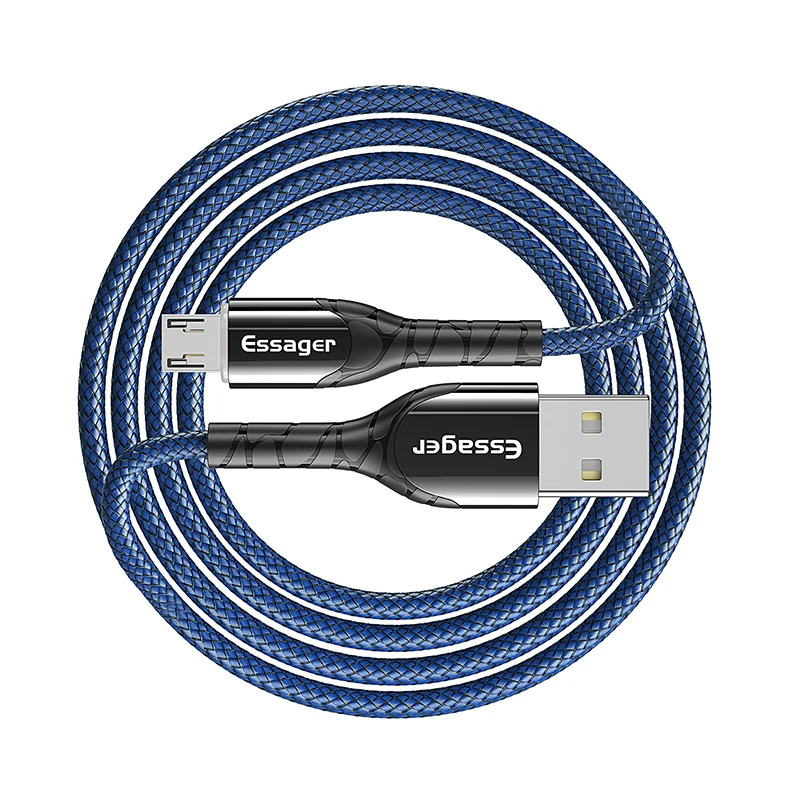 Essager светодиодный Micro USB кабель 2.4A Быстрая зарядка зарядное устройство 3 м Microusb кабель для передачи данных для samsung Xiaomi шнур Android кабель для мобильного телефона - Цвет: Dark Blue