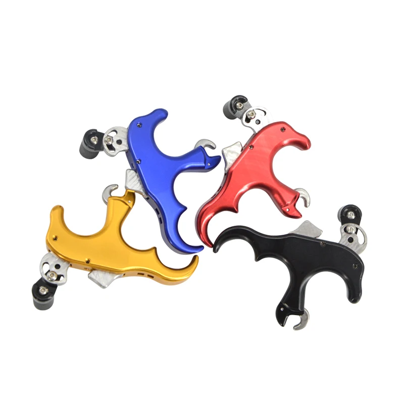 

1pc 3 Finger Bow Release Aids Archery Aluminum Alloy Thumb Grip Caliper Automatic Compound Bow Shooting Hunting Accessories