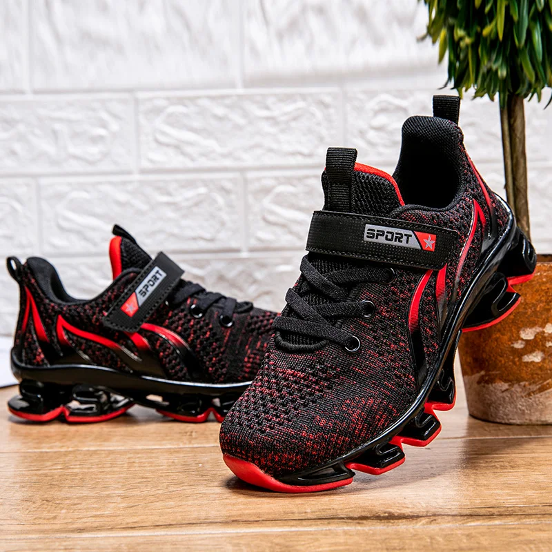 JIEMIAO Fashion Kids Sport Shoes for Boys Running Shoes Outdoor Big Children Sport Shoes Breathable Blade Sole Casual Sneakers