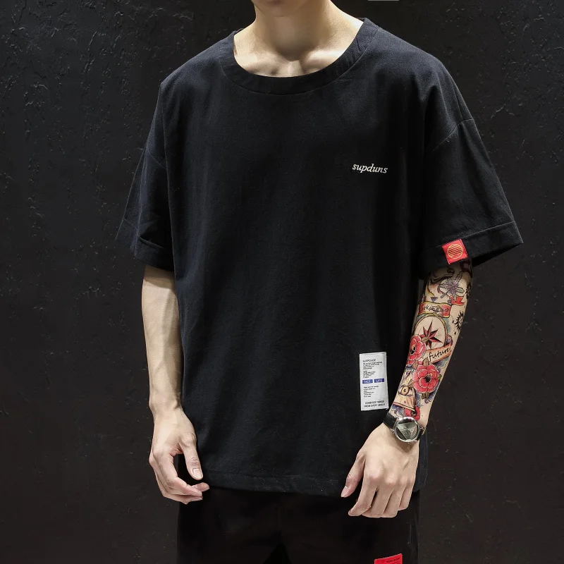 

New Arrival Fashion Mens Summer Linen Cotton Short Sleeve Men Casual O-neck Knitted Tshirt Plus Size M L XL 2XL 3XL 4XL 5XL