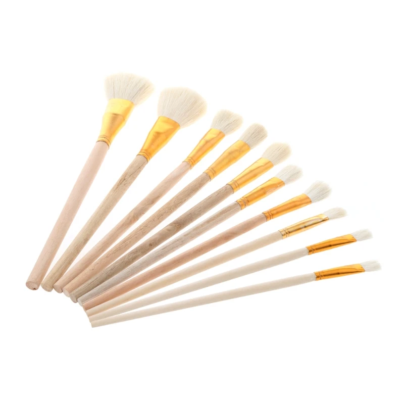 

C1FB 10Pcs Brushes Set for Art Painting Oil Acrylic Watercolor Drawing Craft DIY Kid